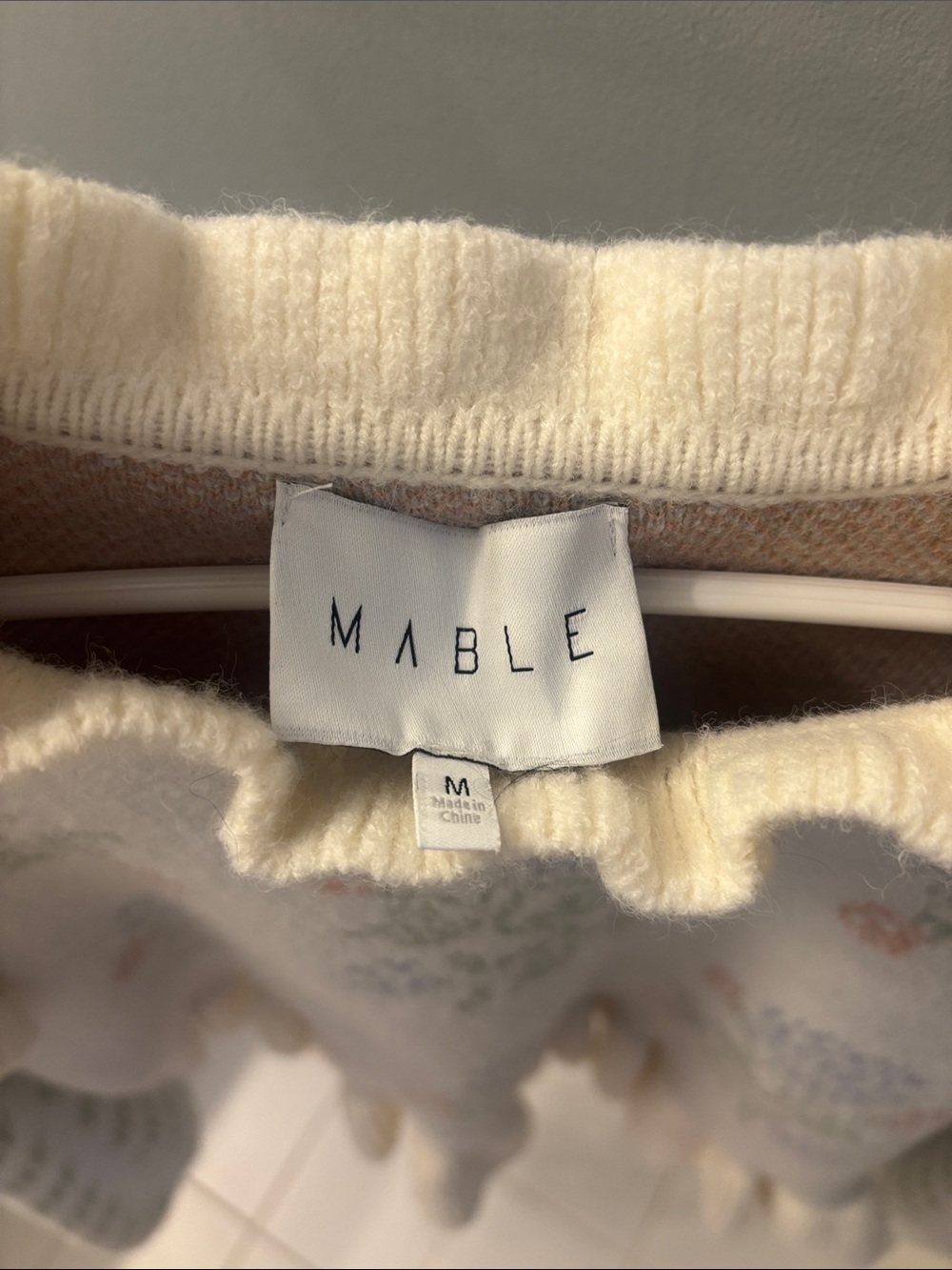 Floral Ruffle Knit Sweater in Cream by M.A.B. - Picture 2 of 3